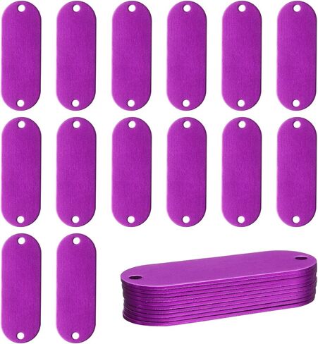 uxcell 24Pcs Aluminum Engraving Blanks Tags, Metal Blank Tags Stamping Oval with 2 Holes Blank Bulk Dog Tag for DIY Personalized Pet Tag Number Tag, Black in Saudi Arabia
