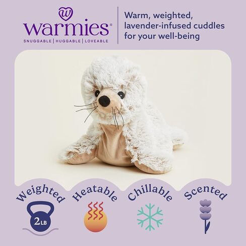 Warmies microwavable و toeled pusticed ، ختم - أفلام حيوان محشو ساخنة للدفء والراحة - ألعاب أفخم لطيفة للبالغين والأطفال (الأولاد والبنات والرضع والأطفال الصغار) in Saudi Arabia