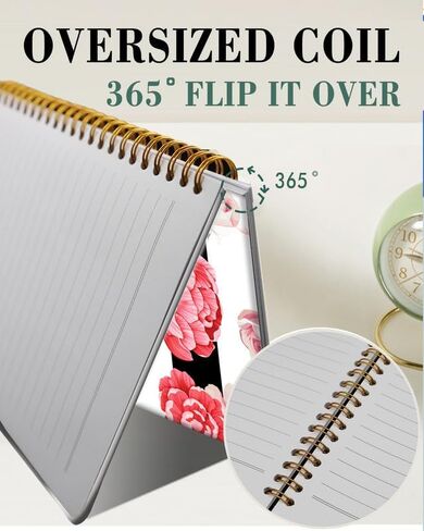 دفتر المجلات الحلزونية ، A5 Hardcover المبطنة المبطنة للنساء Girl 6 × 8.3 بوصة ، 120 صفحة ورقة سميكة ، كلية لطيفة تحكم دفتر المكتب لمدرسة عمل المكاتب (Peony Rose) in Kuwait