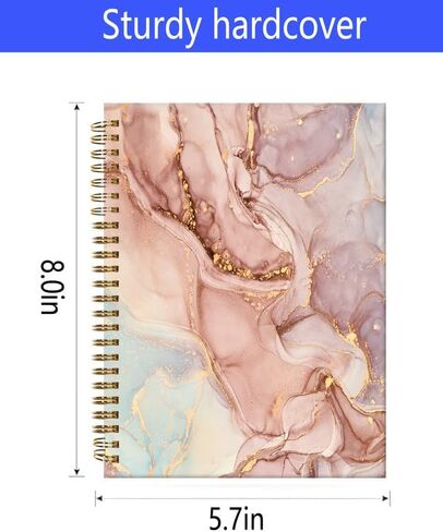 Spiral Journal Notebook,A5 Hardcover Lined Journals for Women Girl 6 x 8.3 in,120 Pages Thick Paper,Cute College Ruled Writing Notebook for Gifts Office Work School(Peony Rose) in Kuwait