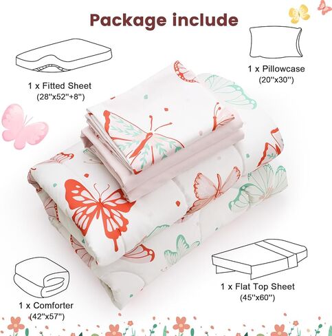 david's kids 4 Piece Toddler Bedding Set - Soft Breathable Toddler Bedding Set for Boys Girls, Includes Quilted Comforter, Flat Sheet, Fitted Sheet and Pillowcase, Dinosaur Navy in Kuwait