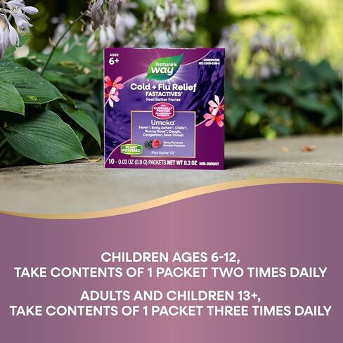 Nature's Way Umcka FastActives Cold+Flu Powder Packets, Fever††, Sore Throat, Cough, and Congestion Relief, Berry Flavored, 60 Packets in Saudi Arabia