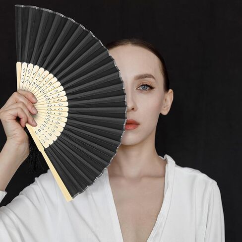 Tatuo 80 Pcs Hand Fans Bamboo Silk Folding Fans Handheld Fans Foldable Fans Makeup Fans Chinese Decorative Folding Fans Cosplay Decorations Men Women Party Festival Performance(Gold Yellow) in Kuwait