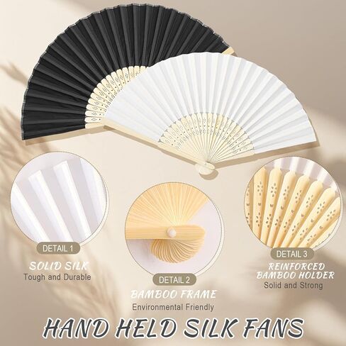 Tatuo 80 Pcs Hand Fans Bamboo Silk Folding Fans Handheld Fans Foldable Fans Makeup Fans Chinese Decorative Folding Fans Cosplay Decorations Men Women Party Festival Performance(Gold Yellow) in Kuwait