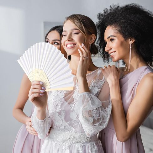 Tatuo 80 Pcs Hand Fans Bamboo Silk Folding Fans Handheld Fans Foldable Fans Makeup Fans Chinese Decorative Folding Fans Cosplay Decorations Men Women Party Festival Performance(Gold Yellow) in Kuwait