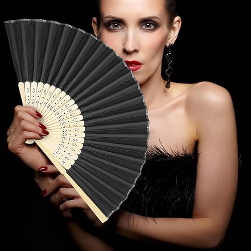 Tatuo 80 Pcs Hand Fans Bamboo Silk Folding Fans Handheld Fans Foldable Fans Makeup Fans Chinese Decorative Folding Fans Cosplay Decorations Men Women Party Festival Performance(Gold Yellow) in Kuwait