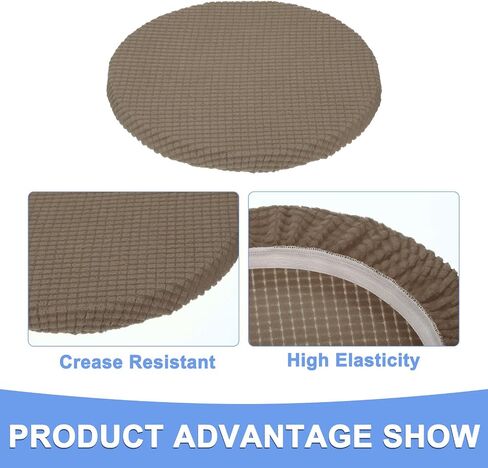 Round Bar Stool Covers - 2 Packs Anti-Slip Washable Elastic Soft Seat Slipcovers Fits for Bar Chair Stool - 11 Inch-16 Inch Dia, Lemon Yellow in Kuwait
