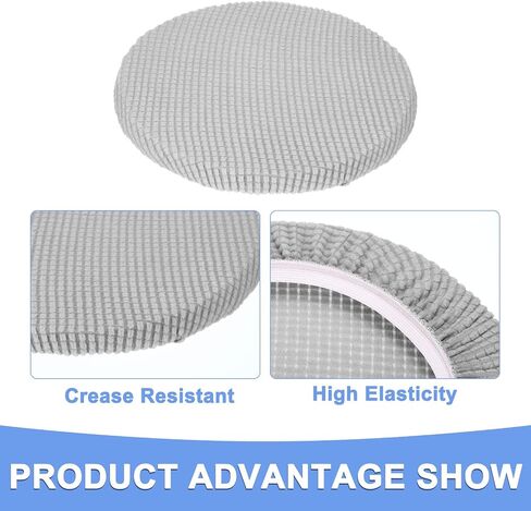 Round Bar Stool Covers - 2 Packs Anti-Slip Washable Elastic Soft Seat Slipcovers Fits for Bar Chair Stool - 11 Inch-16 Inch Dia, Lemon Yellow in Kuwait
