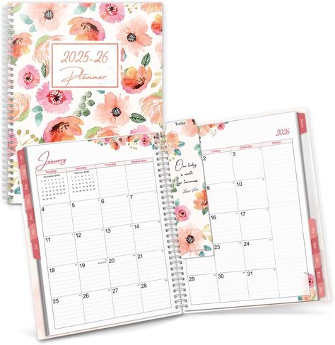 CRANBURY 2025-2026 Planner Book 8.5x11 (Floral), 12 Months, July 2025 to June 2026, Large Weekly Daily Planner, Calendar Notebook, 8x11 Agenda, Monthly Tabs, Stickers in Saudi Arabia
