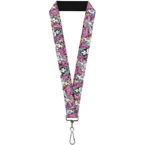 Buckle Down Lanyard-1.0-Princess Sketch Poses/Floral Collage Pinks/g