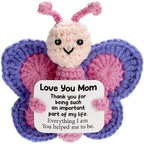 Mom Gifts for Mothers Day from Daughter Son, Mini Crochet Butterfly for First New Bonus Mom in Law Birthday, Funny Presents Like Necklace Card Bracelet Blanket Flowers Basket Candle Mug Box Set