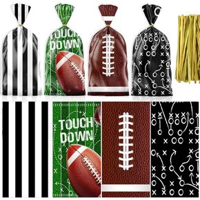 GREHUMOR 100PCS Football Goodie حقائب ، كرة القدم Cellophane تعامل مع العلاقات الذهبية ، هدية كرة القدم أكياس الحلوى لزخارف كرة القدم لموضوع عيد ميلاد الرياضة اللوازم اللوازم