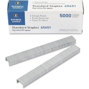 Business Source Chisel Point Standard Staples, 5/Pack (65651)