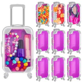 Juexica 12 Pack Mini Forcase Party Form ، Hot Pink Cute City Miniature Box Fox الأمتعة الفارغة حلوى رموش كاذبة سفر السفر ، وفضل حفلات الطرف الوردي للنساء لوازم عيد ميلاد الأميرة