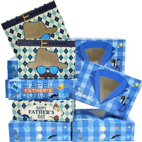 24pcs صناديق ملف تعريف الارتباط السعيد لأب الأب مع نافذة ، يوم الأب ، حزب الكعك ، الورق من الورق المقوى ، مربعات ،