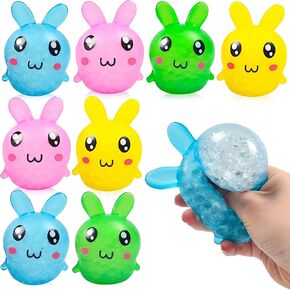 ArtCreativity Easter Bunny Stress Balls - 8 Pack of Easter Squishies - Colorful Squishy Bunny Ball Sensory Toys - Easter Basket Stuffer Ideas - Easter Gifts for Teens