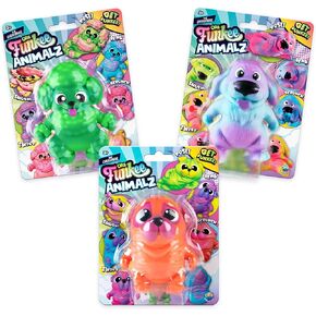 Orb Funkee Animalz Mega Puppies 3 Pack (Set 2) - جراء رائعتين ومضحكتين ومطاطين ومسعورون ، مثاليان للضغط على تخفيف الإجهاد - أحساس / تململ لعبة كلاب قابلة للتحصيل للأطفال والبالغين