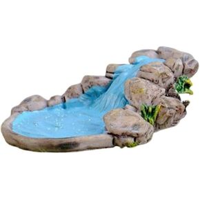 Blue DIY Miniature Water Pool Fairy Garden Decor - Antique European Manor Style Mini Pond Landscape Ornament for Dollhouse Village and Outdoor Crafts