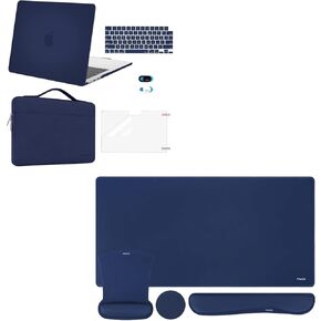 MOSISO Compatible with MacBook Air 13 inch Case 2024-2022 M3 A3113 M2 A2681,Mouse Pad&Keyboard Wrist Rest&Mouse Wrist Rest&Coaster&Case&Sleeve Bag&Keyboard Skin&Webcam Cover&Screen Film,Navy Blue