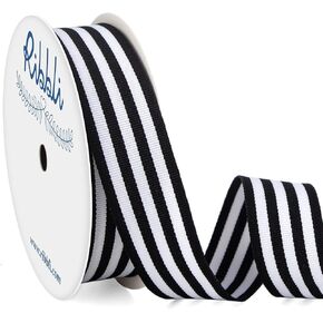 Ribbli Black and White Striped Grosgrain Ribbon,7/8-Inch x10-Yard,Use for Gift Wrapping,Party Decoration,All Crafting and Sewing
