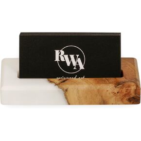 RWA Business Card Holder for Men & Women - Handcrafted Epoxy & Wood, Stylish & Durable Business Card Organizer, Premium Business Card Holder Desk Accessory for Professionals - ORIGIN white
