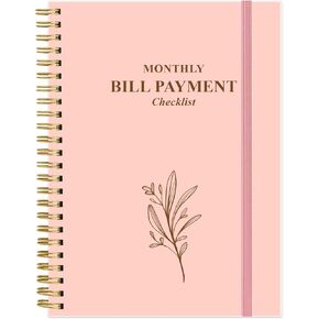 Monthly Bill Payment Checklist - Monthly Bill Organizer & Planner for Personal Budgeting Financial, Bill Payment Tracker Notebook, 5.8" x 8.5", Pink