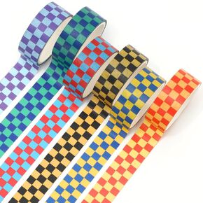 Whaline 6 Rolls Checkerboard شريط Washi مختلط ألوان المتقلب الشريط الزخرفي الشريط الزخرفي لـ DIY Crafts Scrapbook Journal Planner Flappies Supplies ، 60 FT