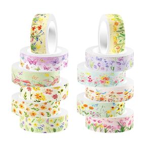 Adirasenotek 12 Rolls Floral Washi Tape Set ، Spring Summer Butterfly Flower Washi Tape Discorative Paper Tape Tape ، DIY Art Crafts Decor