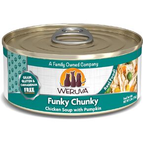 Weruva Classic Cat Food, Funky Chunky Chicken Soup with Pumpkin in Chicken Soup, 5.5oz Can (Pack of 24)