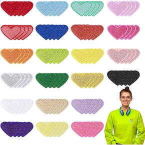 88pcs حديد القلب على بقع ، بقع ملونة على شكل قلب ، بقع صغيرة على شكل قلب ، تصحيحات من الحديد على شكل قلب للتنورة ، الجينز ، القبعة ، حقيبة الظهر ، إصلاح الأحذية