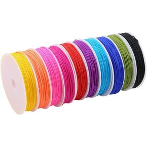 10 Rolls 0.8mm Color Nylon Cord Assorted Color Bead Strings Braided Beading Thread Friendship Bracelet String Colorful Necklace Cords Jewelry Making Thread Rolls