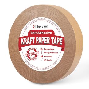 شريط الورق Geyyang Kraft ، شريط تأطير شريط Kraft البني اللطيف لالتفاف الهدايا ، التقنيع ، الفنون الحرف وختم ، ملزمة ، عقد ، طوله 1 بوصة طوله 180 قدم