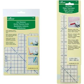 Clover Hot Hemmer-6"X5" and Clover Press Perfect by Joan Hawley Hot Ruler-2.5"X10" Bundle
