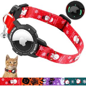 Airtag Cat Cirowaway ، Oucwltag متكامل GPS Cat Twiber مع حامل علامات الهواء التفاح المضيئة ، أطواق Cat Tracker مع شريط مرن أمان للقطط ، القطط والجرو (الأرجواني ، 9-13 بوصة)