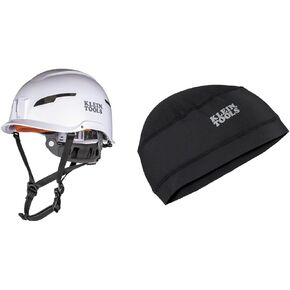 Klein Tools 60525 Safety Helmet, Type-2 Safety Helmet with Rechargeable Headlamp, Non-Vented, Class E, White