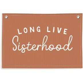 Dorm Decor For College Girls,Blush Long Live Sisterhood Preppy Banner, Fall Decor,Playroom Kids Room Wall Decor Wall Hanging Banner Flag,30x20 in