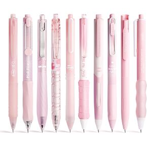 10 Count Pastel Gel Ink Pen Set,Cute Note Taking 0.5mm Fine Point Retractable 10 Count Black Ink Pens with for Writing, Journaling, School, Office (Pink) in Kuwait