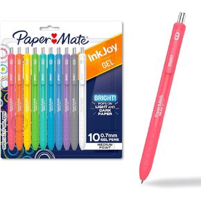 Paper Mate InkJoy Bright Gel Pens, Medium Point, Retractable, Assorted Bright Colors, 10 Count