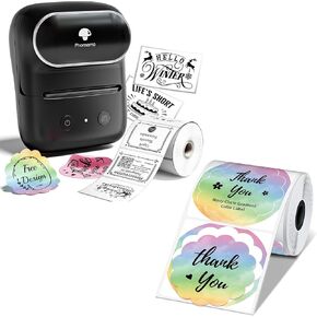 Phomemo M108 Bluetooth Thermal Label Maker with Round Gradient Color Labels for Barcode/Logo/Gift/Thank You Labels
