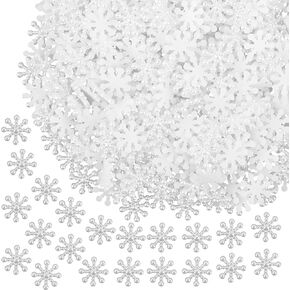 Framendino, 400 Pack 12mm White Christmas Decorations Snowflakes Faux Pearl Snowflake for Crafts Making