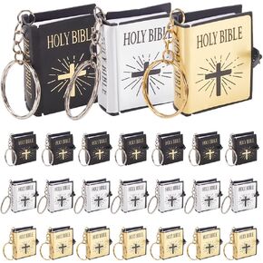 Webeedy 24 Pitch Mini Bible Keychain Bible Book Book Keyring Key Head for Topism ، Church ، Communion