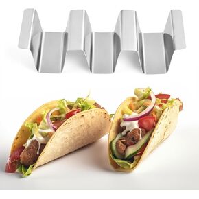 Taco Holder Set of 4-Taco Holders for 3 Tacos Stainless Steel Taco Stand Tray Shell Holder Taco Party Metal Taco Holder Taco Stands Set of 4,Taco Rack-Easy to Clean Dishwasher Safe,Street Taco Ready