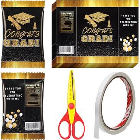 50 Sheets Graduation Glossy Thin Inkjet Paper 8.5 x 11 Inch Glossy Thin Inkjet Printer Paper, Pinking Shears, Double Sided Tape for Crafts Graduation Party Supplies for Chip Bag Making