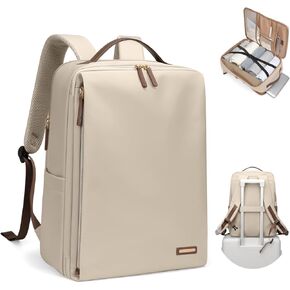 GOLF SUPAGS Stylish Laptop Backpack for Women Airline Approved Perfect for Work College and Travel Multi-Functional Casual Daypack Fits 17.3 Inch Notebook (Apricot)