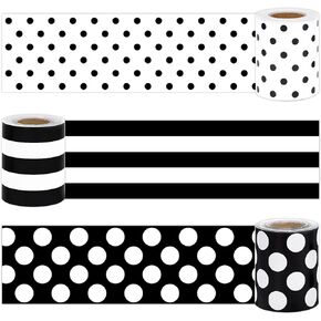 Whaline 98.4ft Bulletin Bulletin Board Borders Dot Stripe Die Cut Flower Trim for Schorr