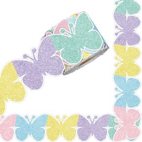 Whaline 65.6ft Butterfly Bulletin Border Border Pliter Prestel Butterfly Die Cut Lozer for Boho Party Spring Chalkboard Wall Decoration