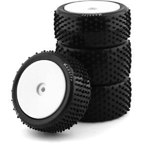 1/10 RC Off Road Front and Rear Tires and Wheels Rims 12mm Hex Racing Tyres for 1:10 Scale Buggy Car Tamiya TD4 TT-02B DF-02 Serpent Spyder SRX2 SRX4 XRAY XB2 Tekno EB410 yokomo yz4 4PCS