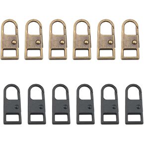 Ruiwaer 12pcs أدوات من السوستة القابلة للإزالة قابلة للإزالة 6pcs البرونز ، 6pcs أسود Zipper Piece Associory سترة الأحذية والأحذية المعدنية السوستة السوستة البديل Slider Slider