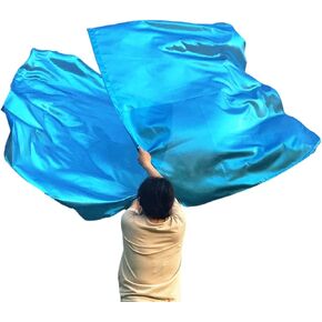 LifeWorld 55"*46" Rectangle Worship Angel Wing Flags,Metallic Praise Flag, Rectangle Banner with Fold Rod 2Flags+2Sticks Sky Blue
