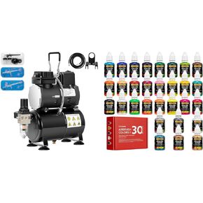 مجموعة البخاخات الجوية Vivohome مع ضاغط الهواء الاحترافي و 30 ملونًا من طلاء البخاخ